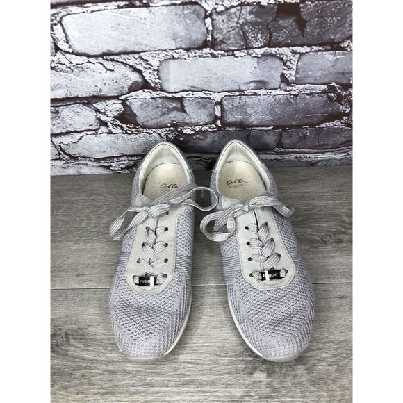 Ara Light Gray Knit Fabric Lace Up Casual Sneakers Women Sz 9.5M US/40EU/7UK - Picture 13 of 16